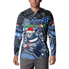 Merry Christmas AFL Cats Button Sweatshirt Aboriginal Santa Football Mascot