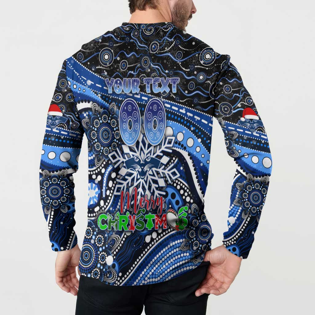 Merry Christmas AFL Cats Button Sweatshirt Aboriginal Santa Football Mascot
