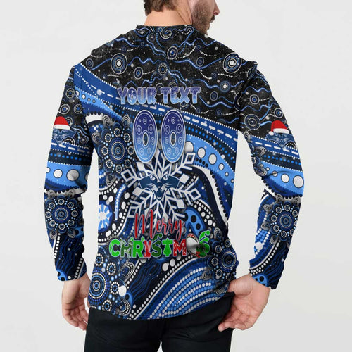 Merry Christmas AFL Cats Button Sweatshirt Aboriginal Santa Football Mascot