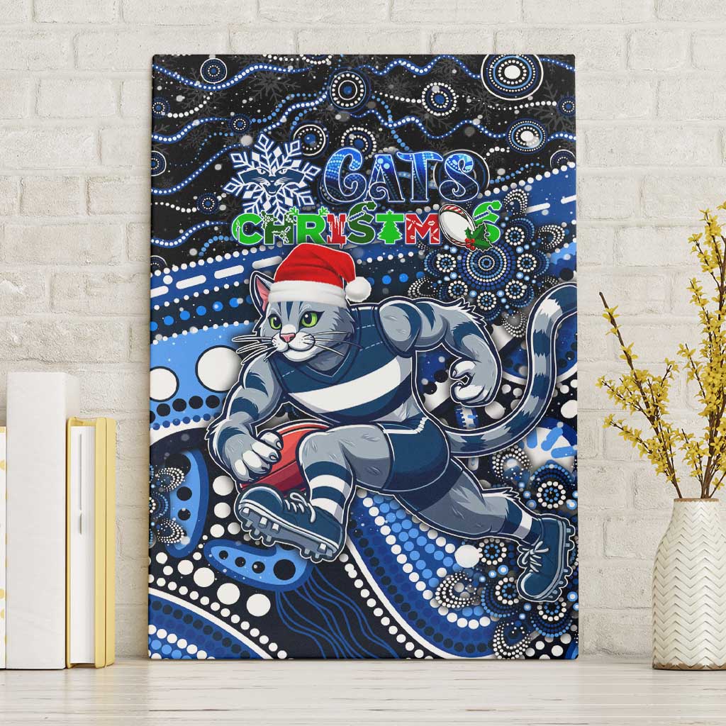 Merry Christmas AFL Cats Canvas Wall Art Aboriginal Santa Football Mascot
