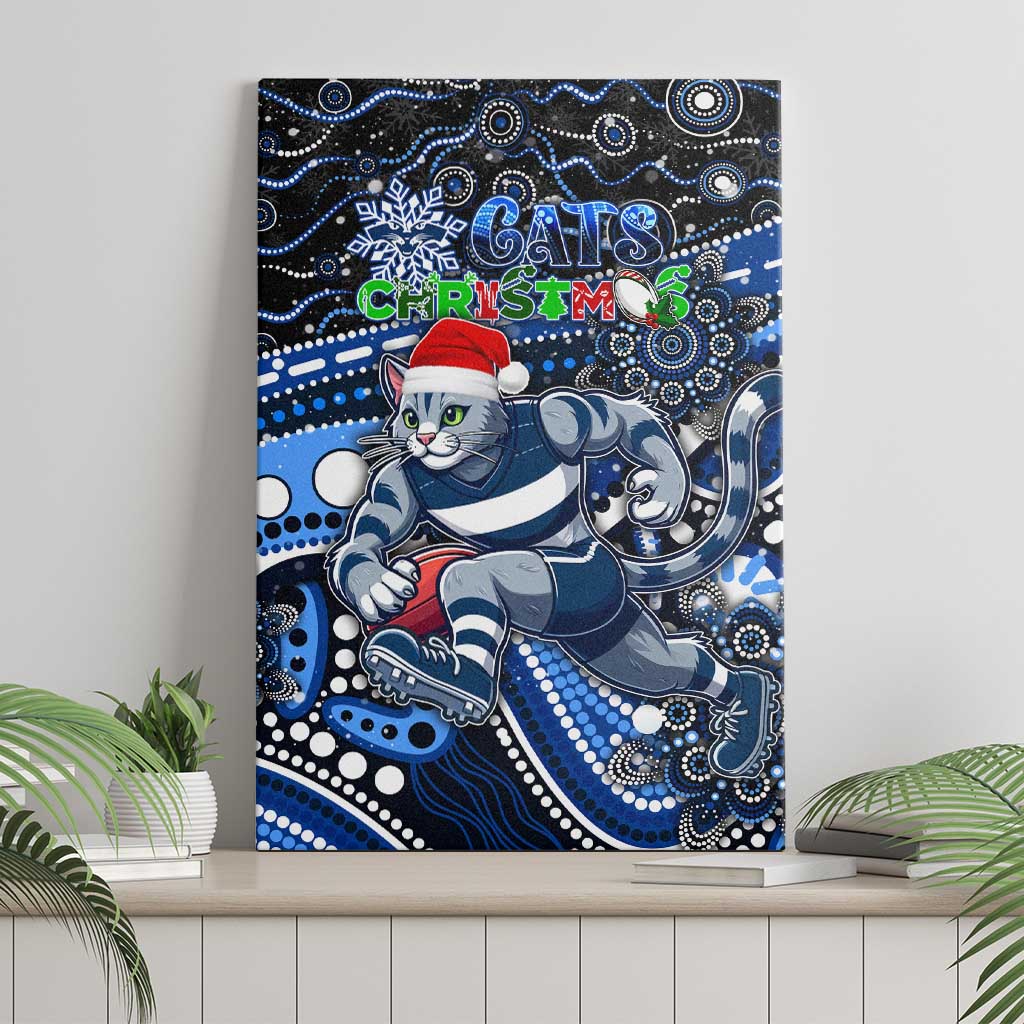 Merry Christmas AFL Cats Canvas Wall Art Aboriginal Santa Football Mascot