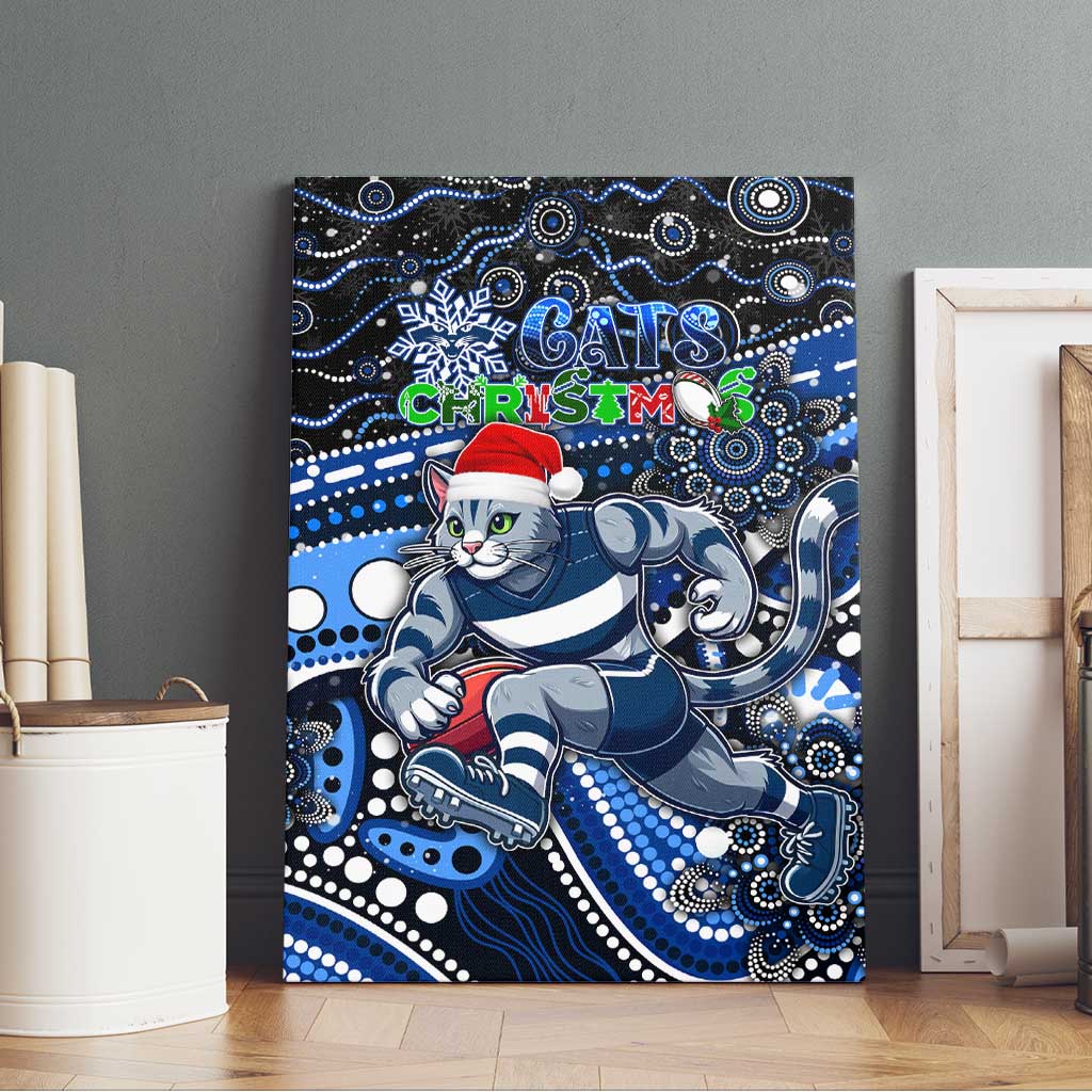 Merry Christmas AFL Cats Canvas Wall Art Aboriginal Santa Football Mascot