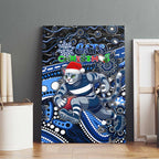 Merry Christmas AFL Cats Canvas Wall Art Aboriginal Santa Football Mascot