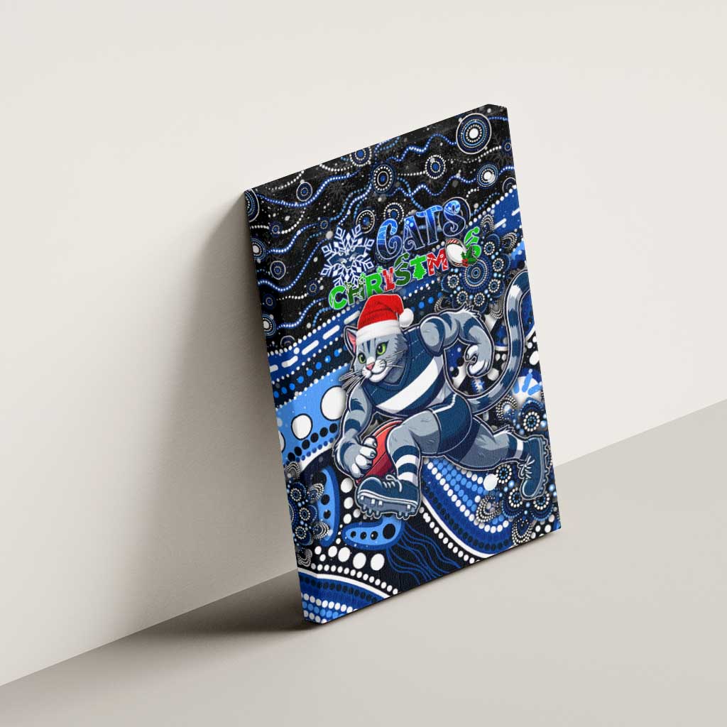 Merry Christmas AFL Cats Canvas Wall Art Aboriginal Santa Football Mascot
