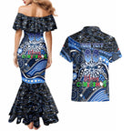 Merry Christmas AFL Cats Couples Matching Mermaid Dress and Hawaiian Shirt Aboriginal Santa Football Mascot