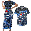 Merry Christmas AFL Cats Couples Matching Short Sleeve Bodycon Dress and Hawaiian Shirt Aboriginal Santa Football Mascot