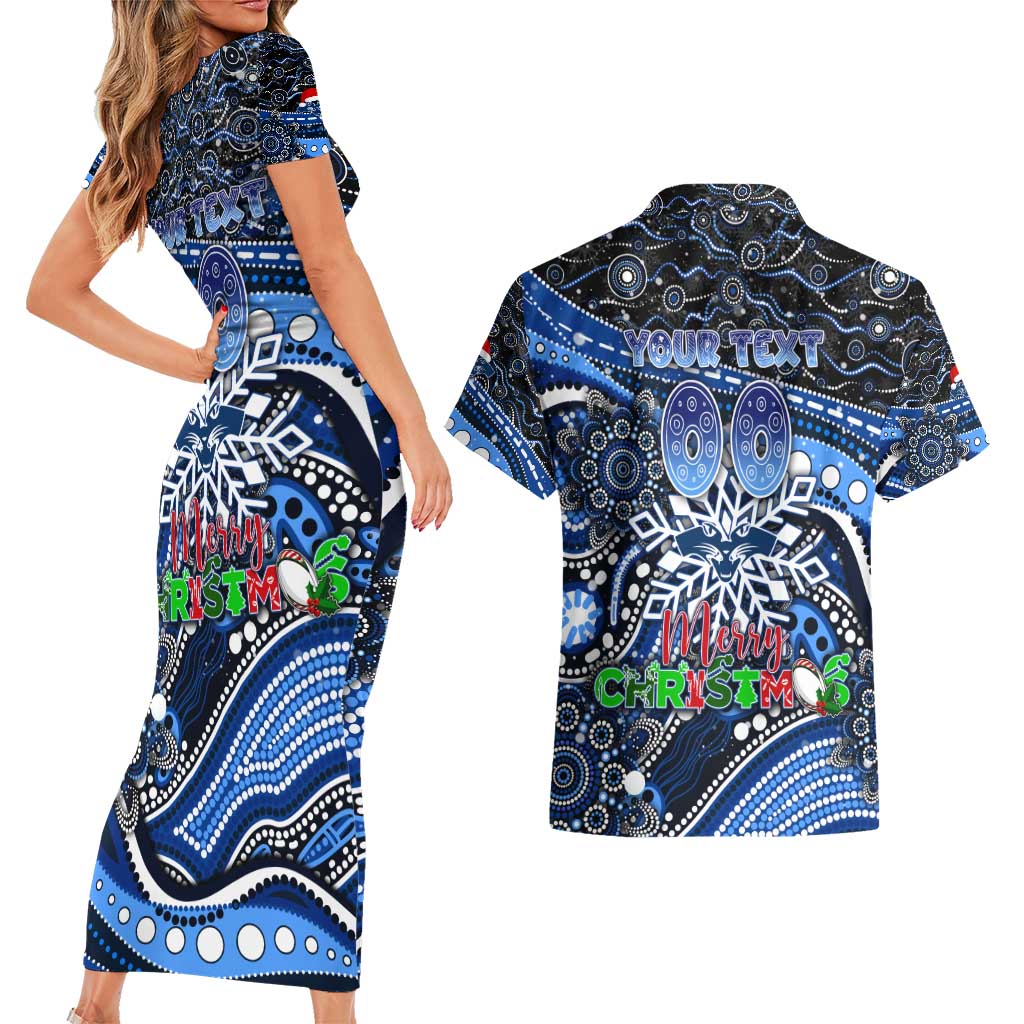 Merry Christmas AFL Cats Couples Matching Short Sleeve Bodycon Dress and Hawaiian Shirt Aboriginal Santa Football Mascot
