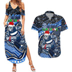 Merry Christmas AFL Cats Couples Matching Summer Maxi Dress and Hawaiian Shirt Aboriginal Santa Football Mascot