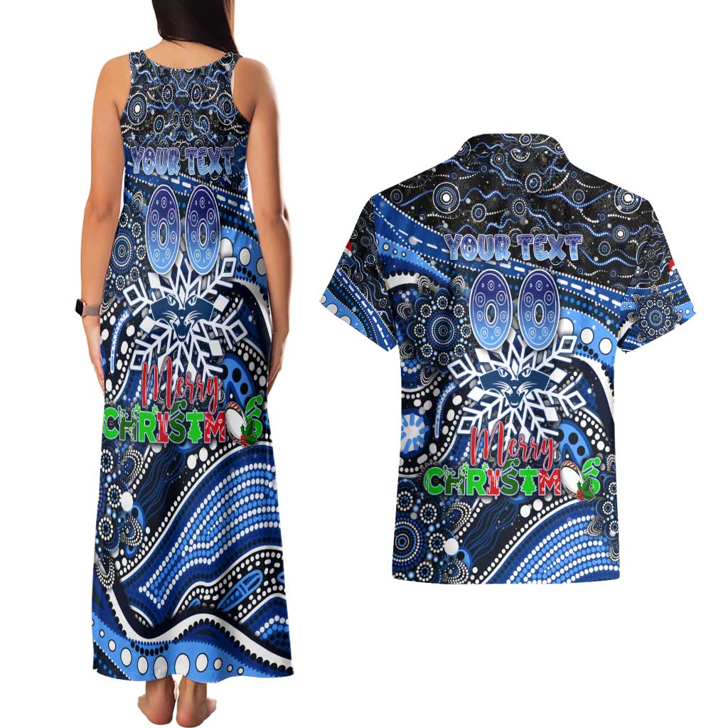 Merry Christmas AFL Cats Couples Matching Tank Maxi Dress and Hawaiian Shirt Aboriginal Santa Football Mascot