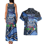Merry Christmas AFL Cats Couples Matching Tank Maxi Dress and Hawaiian Shirt Aboriginal Santa Football Mascot