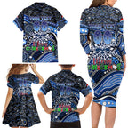 Merry Christmas AFL Cats Family Matching Long Sleeve Bodycon Dress and Hawaiian Shirt Aboriginal Santa Football Mascot