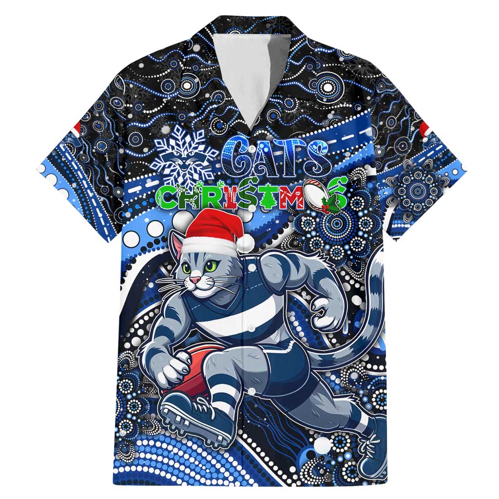 Merry Christmas AFL Cats Family Matching Mermaid Dress and Hawaiian Shirt Aboriginal Santa Football Mascot