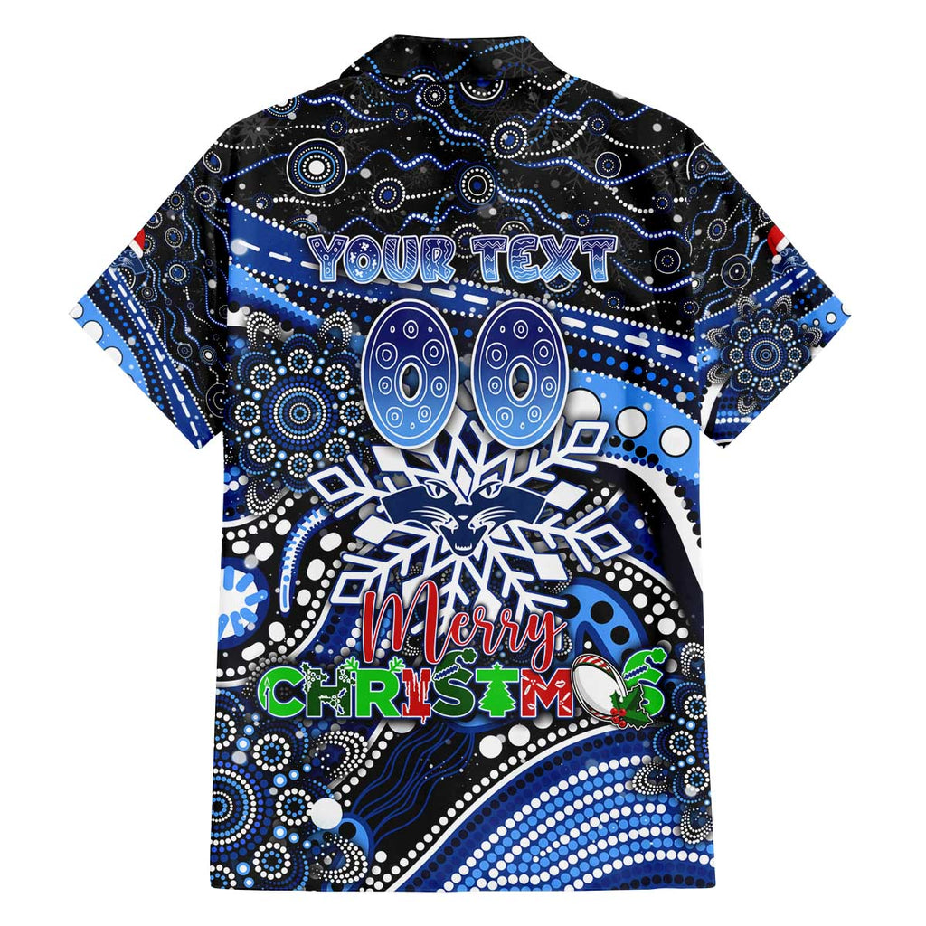 Merry Christmas AFL Cats Family Matching Off The Shoulder Long Sleeve Dress and Hawaiian Shirt Aboriginal Santa Football Mascot