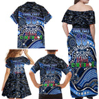Merry Christmas AFL Cats Family Matching Off Shoulder Maxi Dress and Hawaiian Shirt Aboriginal Santa Football Mascot