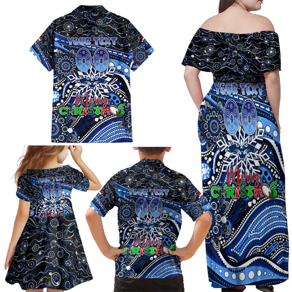 Merry Christmas AFL Cats Family Matching Off Shoulder Maxi Dress and Hawaiian Shirt Aboriginal Santa Football Mascot