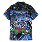 Merry Christmas AFL Cats Family Matching Off Shoulder Short Dress and Hawaiian Shirt Aboriginal Santa Football Mascot