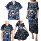 Merry Christmas AFL Cats Family Matching Puletasi and Hawaiian Shirt Aboriginal Santa Football Mascot