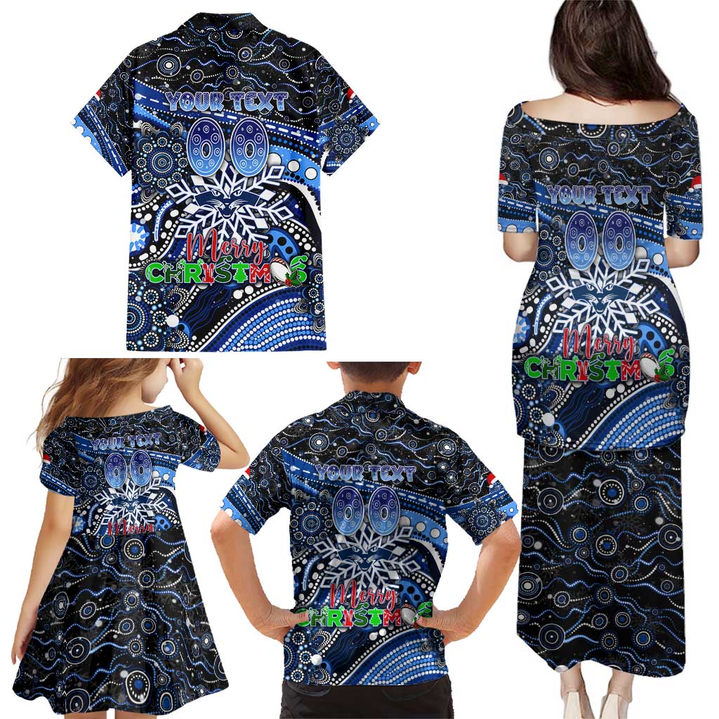 Merry Christmas AFL Cats Family Matching Puletasi and Hawaiian Shirt Aboriginal Santa Football Mascot