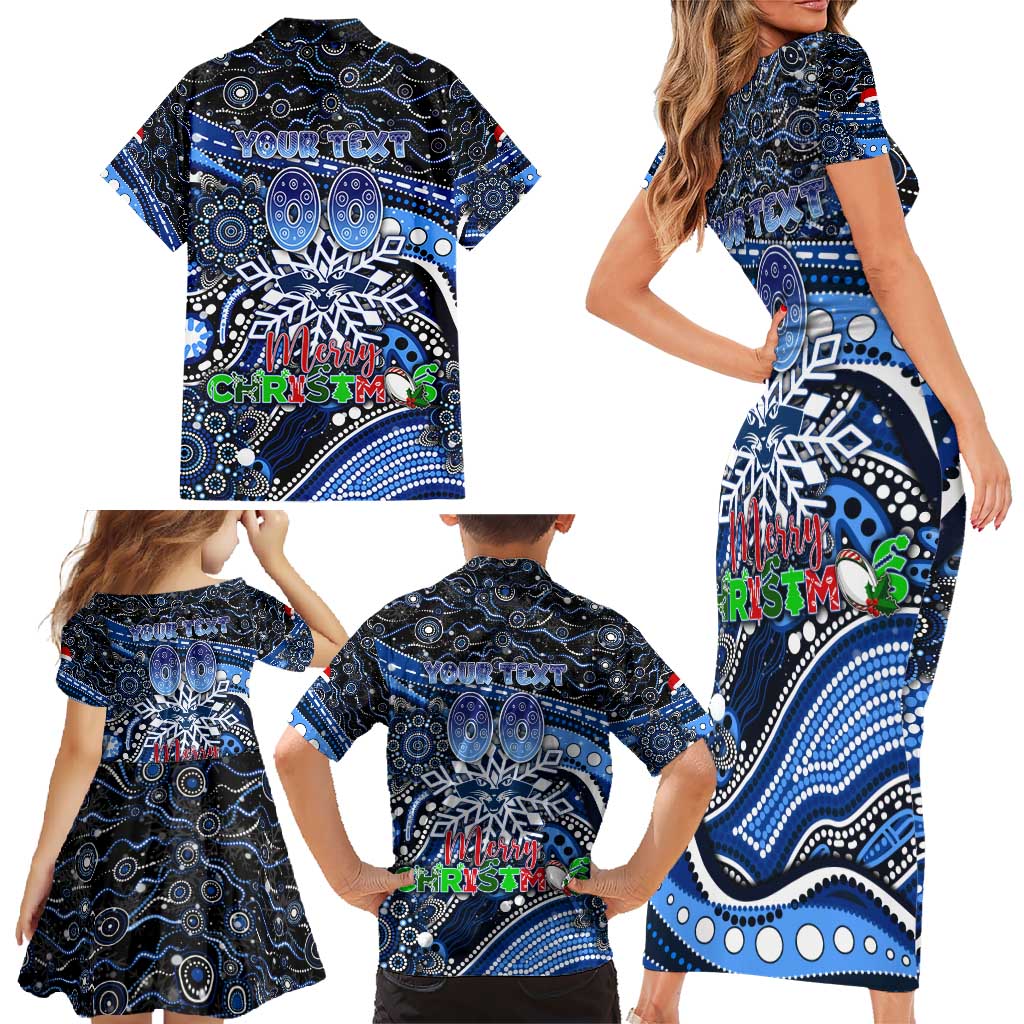 Merry Christmas AFL Cats Family Matching Short Sleeve Bodycon Dress and Hawaiian Shirt Aboriginal Santa Football Mascot