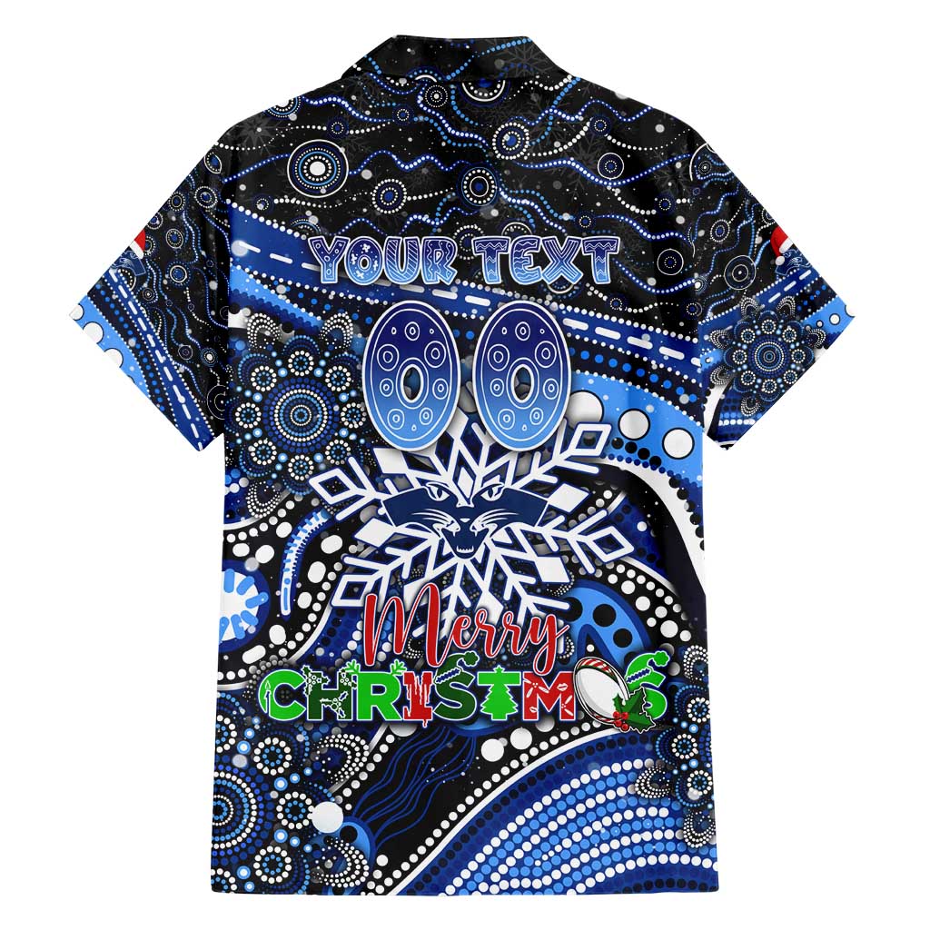 Merry Christmas AFL Cats Family Matching Short Sleeve Bodycon Dress and Hawaiian Shirt Aboriginal Santa Football Mascot