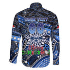Merry Christmas AFL Cats Family Matching Short Sleeve Bodycon Dress and Hawaiian Shirt Aboriginal Santa Football Mascot
