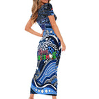 Merry Christmas AFL Cats Family Matching Short Sleeve Bodycon Dress and Hawaiian Shirt Aboriginal Santa Football Mascot