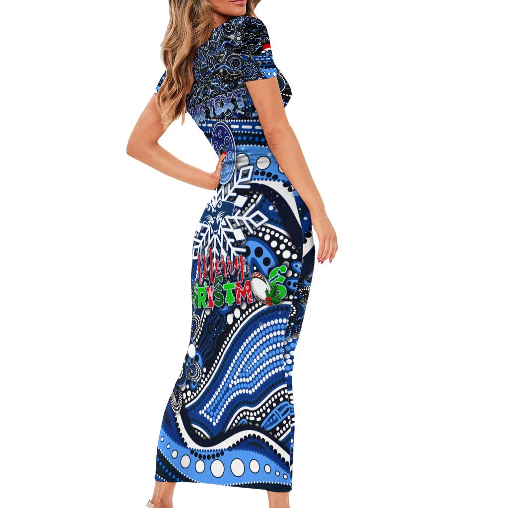 Merry Christmas AFL Cats Family Matching Short Sleeve Bodycon Dress and Hawaiian Shirt Aboriginal Santa Football Mascot