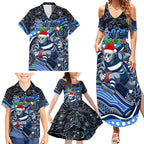 Merry Christmas AFL Cats Family Matching Summer Maxi Dress and Hawaiian Shirt Aboriginal Santa Football Mascot
