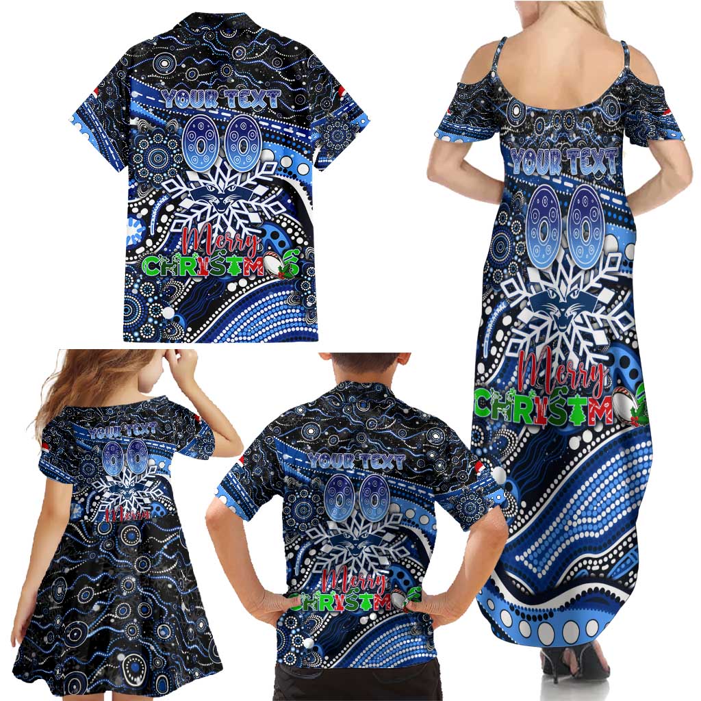 Merry Christmas AFL Cats Family Matching Summer Maxi Dress and Hawaiian Shirt Aboriginal Santa Football Mascot