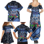 Merry Christmas AFL Cats Family Matching Summer Maxi Dress and Hawaiian Shirt Aboriginal Santa Football Mascot