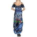 Merry Christmas AFL Cats Family Matching Summer Maxi Dress and Hawaiian Shirt Aboriginal Santa Football Mascot