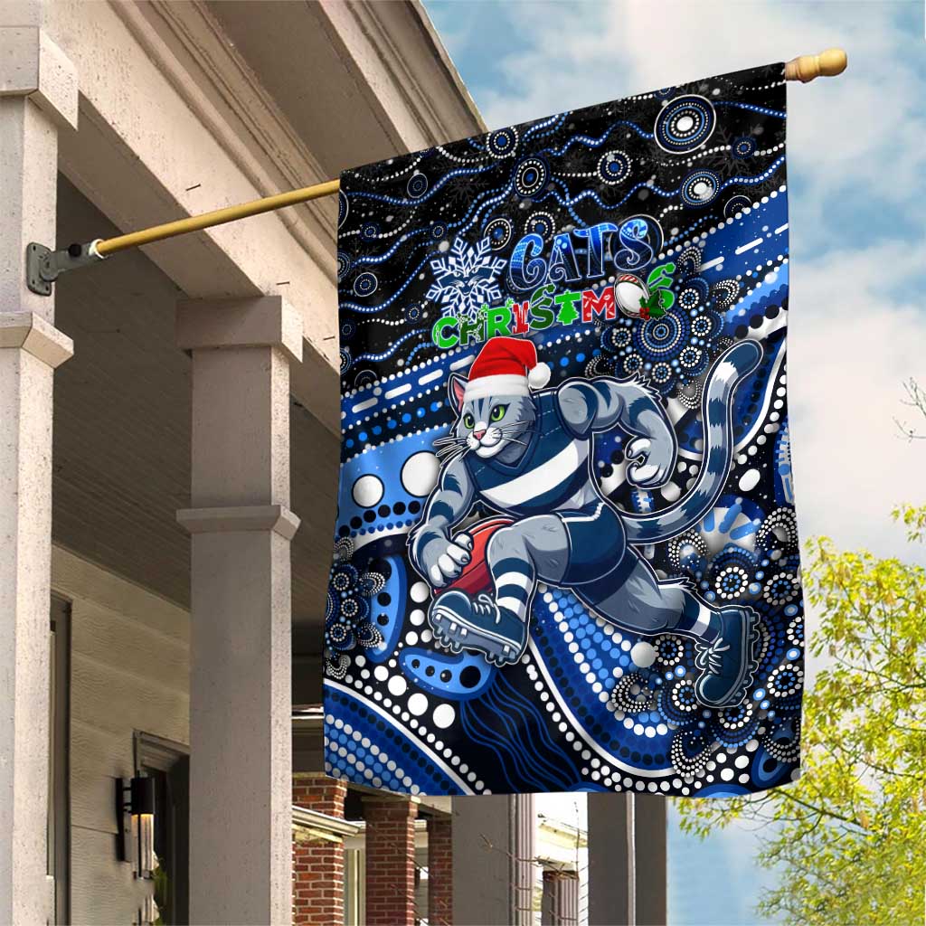 Merry Christmas AFL Cats Garden Flag Aboriginal Santa Football Mascot