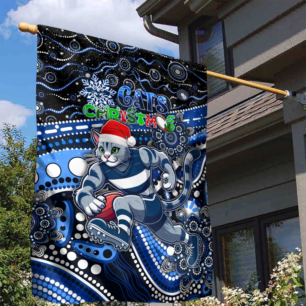 Merry Christmas AFL Cats Garden Flag Aboriginal Santa Football Mascot