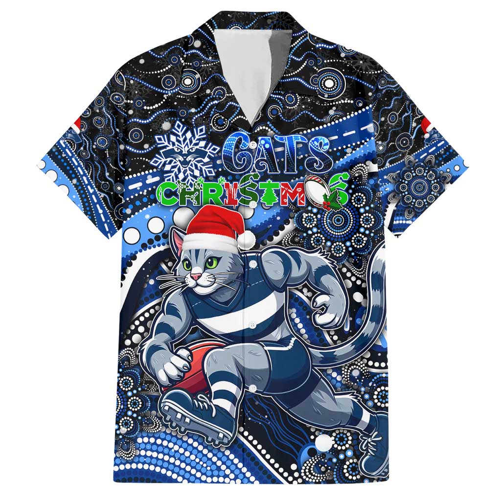 Merry Christmas AFL Cats Hawaiian Shirt Aboriginal Santa Football Mascot