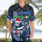 Merry Christmas AFL Cats Hawaiian Shirt Aboriginal Santa Football Mascot