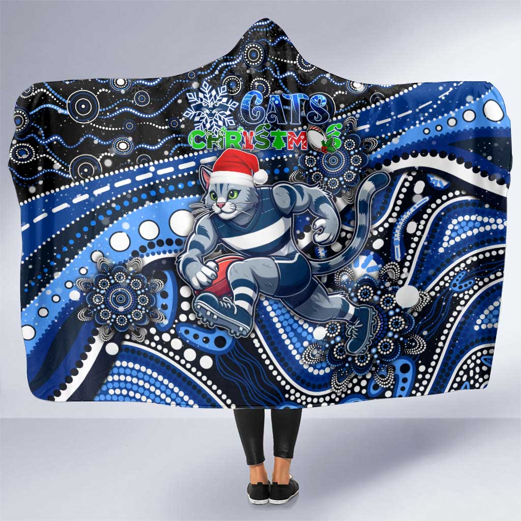 Merry Christmas AFL Cats Hooded Blanket Aboriginal Santa Football Mascot