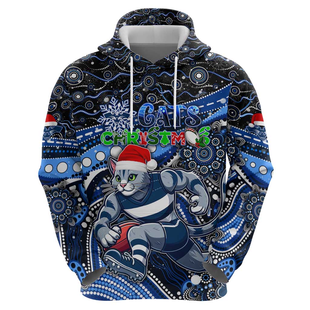 Merry Christmas AFL Cats Hoodie Aboriginal Santa Football Mascot