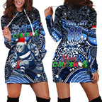 Merry Christmas AFL Cats Hoodie Dress Aboriginal Santa Football Mascot