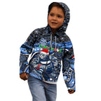 Merry Christmas AFL Cats Kid Hoodie Aboriginal Santa Football Mascot