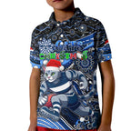 Merry Christmas AFL Cats Kid Polo Shirt Aboriginal Santa Football Mascot