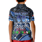 Merry Christmas AFL Cats Kid Polo Shirt Aboriginal Santa Football Mascot