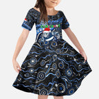 Merry Christmas AFL Cats Kid Short Sleeve Dress Aboriginal Santa Football Mascot