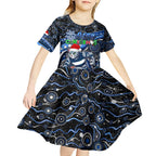 Merry Christmas AFL Cats Kid Short Sleeve Dress Aboriginal Santa Football Mascot