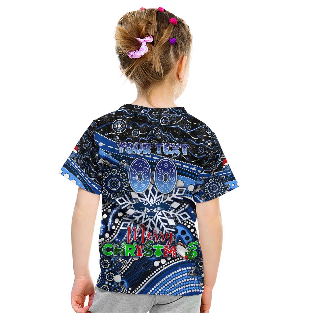 Merry Christmas AFL Cats Kid T Shirt Aboriginal Santa Football Mascot