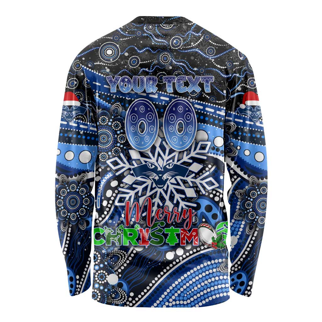 Merry Christmas AFL Cats Long Sleeve Shirt Aboriginal Santa Football Mascot