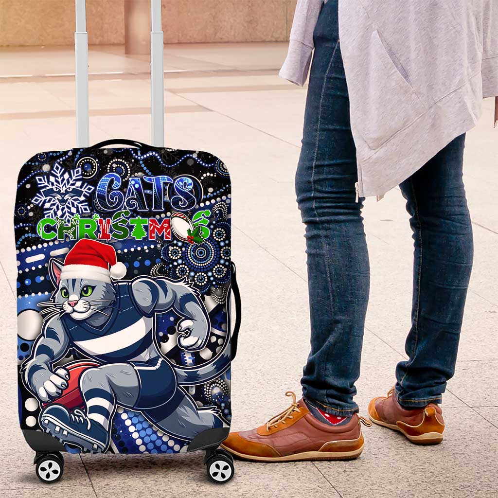 Merry Christmas AFL Cats Luggage Cover Aboriginal Santa Football Mascot