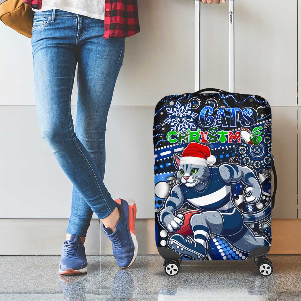 Merry Christmas AFL Cats Luggage Cover Aboriginal Santa Football Mascot