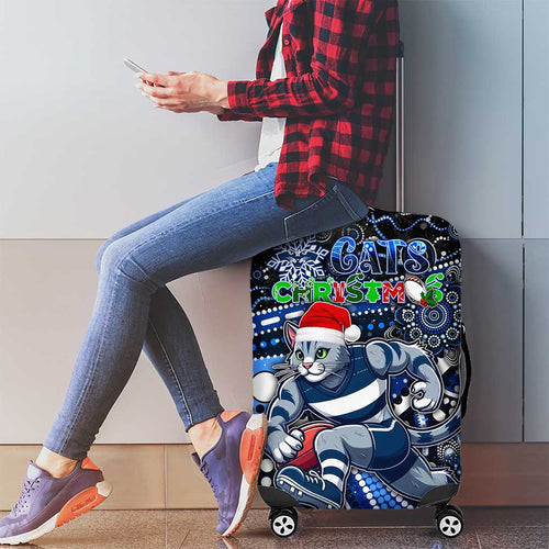Merry Christmas AFL Cats Luggage Cover Aboriginal Santa Football Mascot