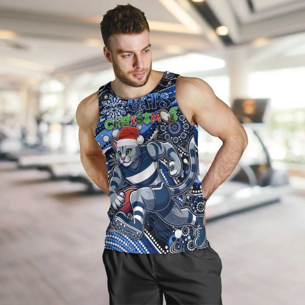 Merry Christmas AFL Cats Men Tank Top Aboriginal Santa Football Mascot