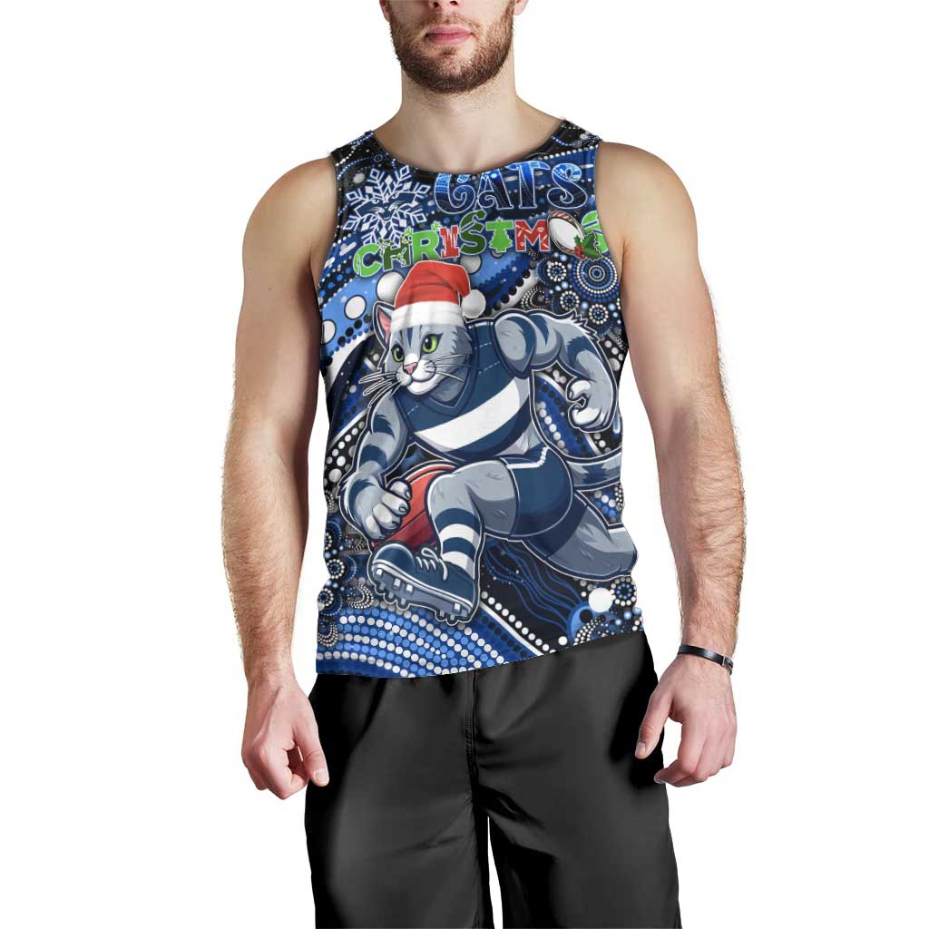 Merry Christmas AFL Cats Men Tank Top Aboriginal Santa Football Mascot